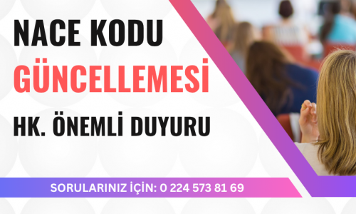 NACE Kodu Güncellemesi Hakkında Duyuru!